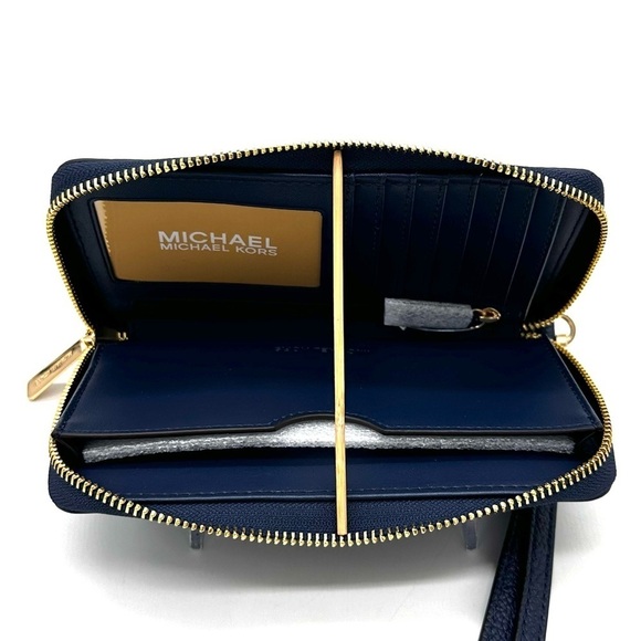 Michael Kors JST LG Flat MF Phone Case Wallet Navy Blue (NWT) - Picture 7 of 8
